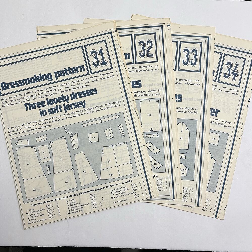 Vintage Designer Sewing Patterns Uncut Lot Of 4 Womens Dresses and Mens Jackets